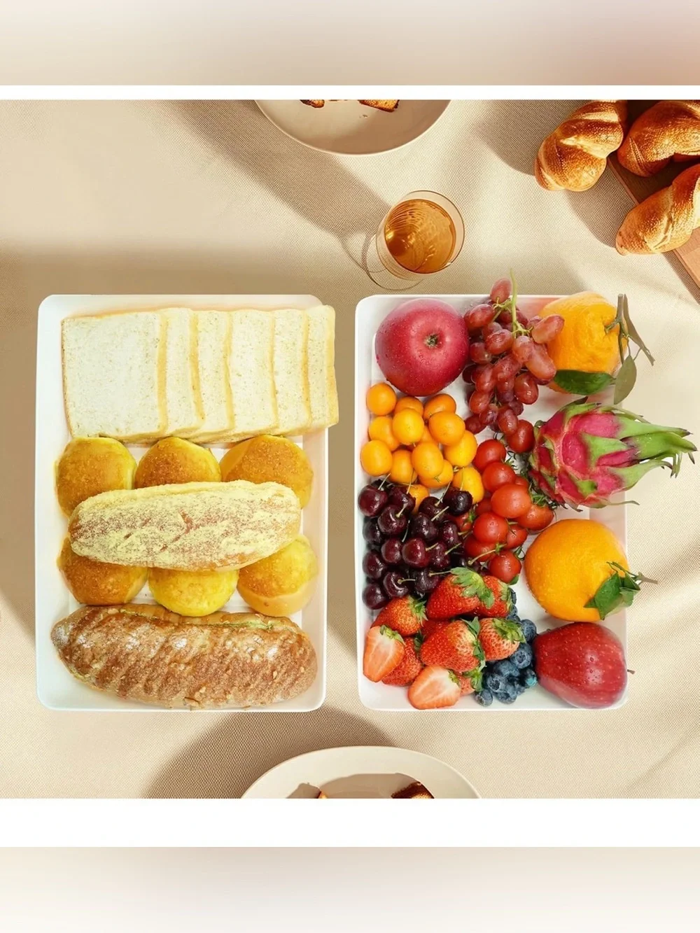 White plastic stackable Serving Trays platter for Parties - Set of 4